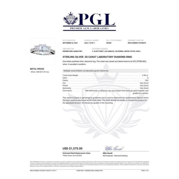 Stunning 1/2 Carat VS Lab Diamond Ring with Digital Appraisal Size 10 - Picture 16 of 16